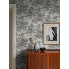 Kép 2/4 - Boras Klasszikus toile mintás fekete-fehér vlies tapéta Toile de Jouy Black 53 cm X 10 m