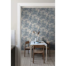 Kép 3/6 - Boras Klasszikus toile mintás kék vlies tapéta Toile de Jouy Blue 53 cm X 10 m