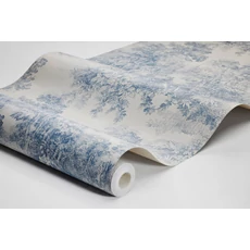 Kép 6/6 - Boras Klasszikus toile mintás kék vlies tapéta Toile de Jouy Blue 53 cm X 10 m