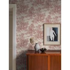 Kép 3/6 - Boras Klasszikus toile mintás piros vlies tapéta Toile de Jouy Red 53 cm X 10 m
