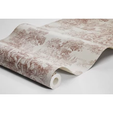 Kép 6/6 - Boras Klasszikus toile mintás piros vlies tapéta Toile de Jouy Red 53 cm X 10 m