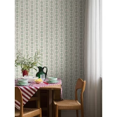 Kép 6/7 - Boras Hullámos skandináv zöld vlies taptéa Flower Buds Green 53 cm X 10 m