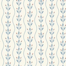 Kép 2/3 - Boras Hullámos skandináv kék vlies taptéa Flower Buds Blue 53 cm X 10 m