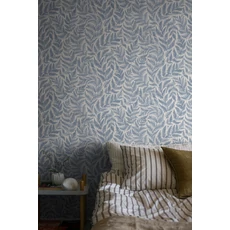 Kép 2/8 - Boras Modern levélmintás kék vlies tapéta Ferns Blue 53 cm X 10 m