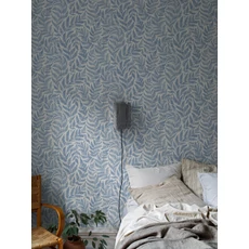 Kép 5/8 - Boras Modern levélmintás kék vlies tapéta Ferns Blue 53 cm X 10 m