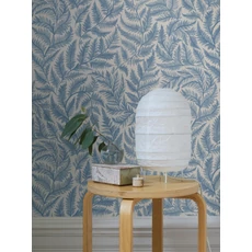 Kép 7/8 - Boras Modern levélmintás kék vlies tapéta Ferns Blue 53 cm X 10 m
