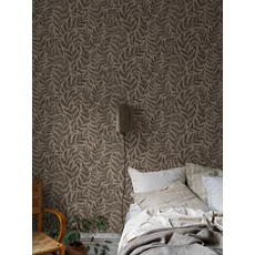 Kép 1/3 - Boras Modern levélmintás fekete vlies tapéta Ferns Black 53 cm X 10 m