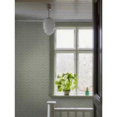 Kép 3/7 - Boras Csíkos virágos skandináv zöld vlies tapéta Nejlikerand Green 53 cm X 10 m