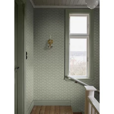 Kép 4/7 - Boras Csíkos virágos skandináv zöld vlies tapéta Nejlikerand Green 53 cm X 10 m