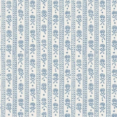 Kép 1/5 - Boras Csíkos virágos skandináv kék vlies tapéta Nejlikerand Blue 53 cm X 10 m