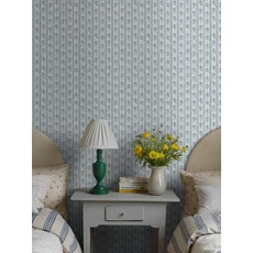 Kép 4/5 - Boras Csíkos virágos skandináv kék vlies tapéta Nejlikerand Blue 53 cm X 10 m