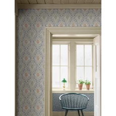 Kép 6/7 - Boras Klasszikus csipke hatású kék vlies tapéta Kvarnholmen Blue 53 cm X 10 m