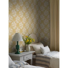 Kép 3/9 - Boras Klasszikus levélmintás sárga vlies tapéta Tengbergska Yellow 53 cm X 10 m