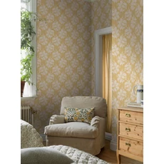 Kép 7/9 - Boras Klasszikus levélmintás sárga vlies tapéta Tengbergska Yellow 53 cm X 10 m