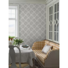 Kép 3/4 - Boras Klasszikus levélmintás szürke vlies tapéta Tengbergska Grey 53 cm X 10 m