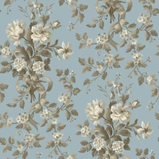 Kép 1/7 - Boras Klasszikus virágcsokros kék vlies tapéta Tullgarn Blue 53 cm X 10 m