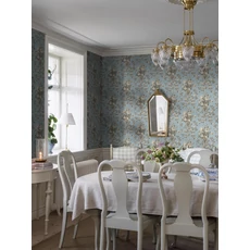 Kép 2/7 - Boras Klasszikus virágcsokros kék vlies tapéta Tullgarn Blue 53 cm X 10 m