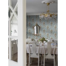 Kép 3/7 - Boras Klasszikus virágcsokros kék vlies tapéta Tullgarn Blue 53 cm X 10 m