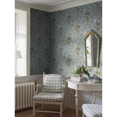 Kép 4/7 - Boras Klasszikus virágcsokros kék vlies tapéta Tullgarn Blue 53 cm X 10 m