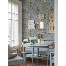 Kép 6/7 - Boras Klasszikus virágcsokros kék vlies tapéta Tullgarn Blue 53 cm X 10 m