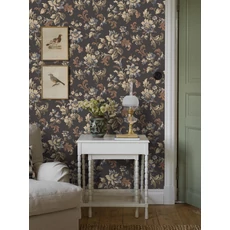 Kép 4/6 - Boras Reneszánsz virágos fekete vlies tapéta Elvira Black 53 cm X 10 m