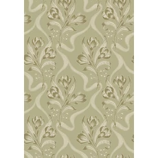 Kép 1/5 - Boras Klasszikus szalagos zöld vlies tapéta Jugendbukett Green 53 cm X 10 m