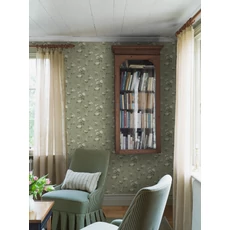 Kép 3/4 - Boras Vintage rózsás zöld vlies tapéta Värmdö Green 53 cm X 10 m