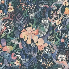 Kép 1/7 - Boras Varázslatos erdő fekete vlies gyerek tapéta Magic Woods Multi 53 cm X 10 m