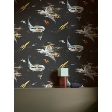 Kép 6/8 - Boras Űrutazás fekete vlies gyerek tapéta Space Adventure Black 53 cm X 10 m