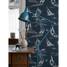 Kép 4/7 - Boras Vitorlás világoskék vlies tapéta Sailboats Blue 53 cm X 10 m