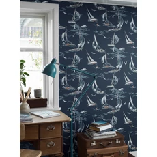 Kép 6/7 - Boras Vitorlás világoskék vlies tapéta Sailboats Blue 53 cm X 10 m