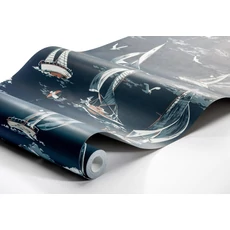 Kép 7/7 - Boras Vitorlás világoskék vlies tapéta Sailboats Blue 53 cm X 10 m