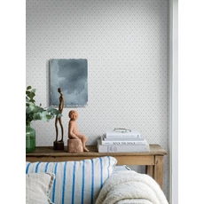 Kép 2/3 - Boras Skandináv apró rácsos fehér vlies tapéta Windrose White 53 cm X 10 m