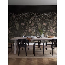 Kép 4/7 - Boras Romantikus páva mintás fekete vlies poszter tapéta Chinoiserie Black 49 cm