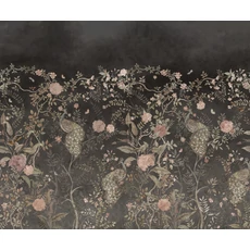 Kép 7/7 - Boras Romantikus páva mintás fekete vlies poszter tapéta Chinoiserie Black 49 cm