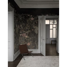 Kép 1/7 - Boras Romantikus páva mintás fekete vlies poszter tapéta Chinoiserie Black 49 cm