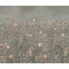 Kép 6/6 - Boras Romantikus páva mintás szürke vlies poszter tapéta Chinoiserie Beige 49 cm