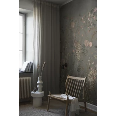 Kép 1/6 - Boras Romantikus páva mintás szürke vlies poszter tapéta Chinoiserie Beige 49 cm