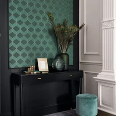 Kép 3/3 - Casadeco Geometriai mintás modern zöld vlies tapéta 1930 Metro Vert 53 cm X 10 m