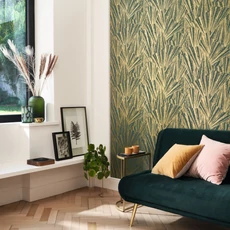 Kép 3/3 - Casadeco Modern legyező mintás kék-bronz vlies tapéta 1930 Eclat Foil Bleu/Cuivre 53 cm X 10 m