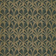 Kép 1/3 - Casadeco Pálmalevél mintás art deco zöld-arany vlies tapéta 1930 Palmette Vert 53 cm X 10 m