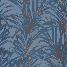 Kép 1/3 - Casadeco Páfrány mintás kék vlies tapéta Louise Fougeres Bleu Cuivre 53 cm X 10 m