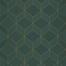 Kép 1/3 - Casadeco Geometriai mintás modern zöld vlies tapéta 1930 Metro Vert 53 cm X 10 m