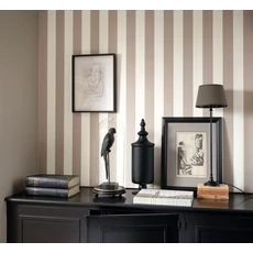 Kép 3/3 - Casadeco Elegáns csíkos barna vinyl tapéta Five O'Clock Stripe Taupe 53 cm X 10 m