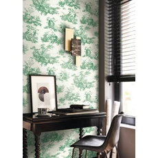 Kép 3/3 - Casadeco zöld vlies tapéta romantikus mintával Scene D'été Vert Empire 53 cm X 10 m