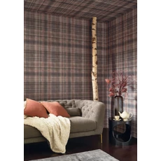 Kép 3/3 - Casadeco Skótkockás szövethatású sötétbarna vinyl tapéta Tartan Noir Fusain 53 cm X 10 m