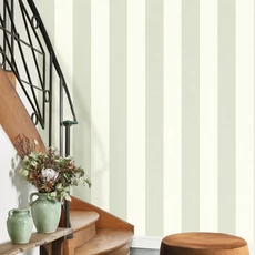 Kép 3/3 - Casadeco Szövethatású széles csíkos zöld vinyl tapéta Williamsburg Rayure Celadon 53 cm X 10 m