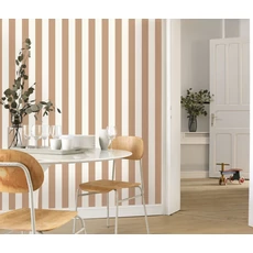 Kép 3/3 - Casadeco Csíkos klasszikus barna vlies tapéta Olympe Noisette 53 cm X 10 m