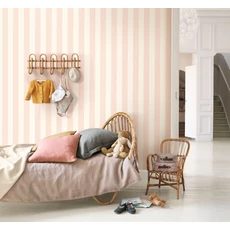 Kép 3/3 - Casadeco Klasszikus rózsaszín csíkos vinyl tapéta Baltic Rayure Péche 53 cm X 10 m