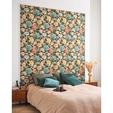 Kép 3/3 - Casadeco Nagy virág mintás kék-fekete vlies tapéta Dahlia Bouquet Fond Noir 53 cm X 10 m